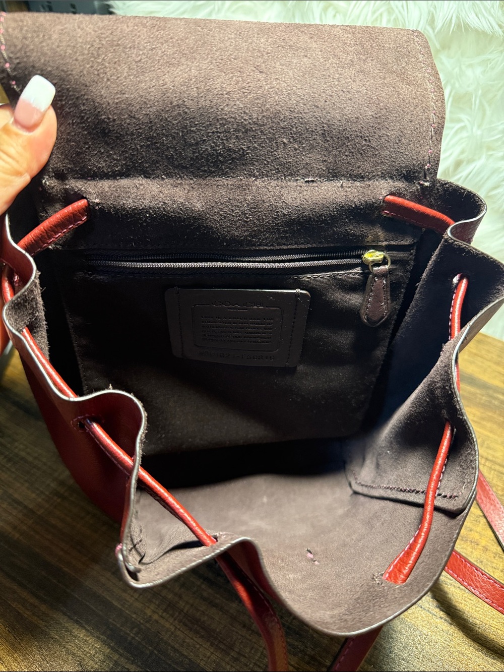 Coach Mini Leather Backpack — Deep Red - Picture 7 of 9